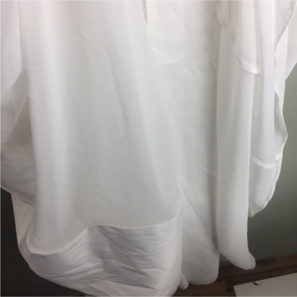 NWT Aidan Mattox Lace Peekaboo One Shoulder Chiffon Ivory Maxi Dress Size 0 - Picture 9 of 14